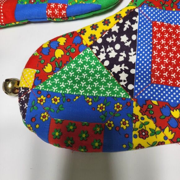 Vintage Patchwork Christmas Stocking Primitive Farmhouse Fringe Set of 2 - Picture 8 of 16